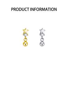 1 chiếc khuyên mũi bằng bạc S925, kiểu dáng đơn giản với hình ngôi sao nhỏ, giọt nước và chuông nhỏ đính đá Zirconia, thích hợp cho phụ nữ sử dụng hàng ngày, dự tiệc và các dịp lễ. - đơn - Xem 7