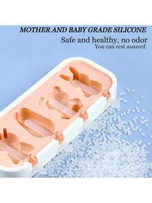 1 khuôn silicon làm bánh pudding/kem - Hình hoạt hình (động vật, trái cây) Khuôn làm kem tại nhà, nhẹ và dễ sử dụng, vật dụng cần thiết cho mùa hè - trắng - Xem 7