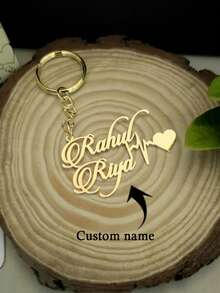 1 Móc khóa thép không gỉ thiết kế hình nhịp tim, khắc tên cặp đôi "Rahul & Ruya", chủ đề vàng sang trọng, món quà hoàn hảo cho Ngày Valentine, Giáng sinh hoặc Kỷ niệm, quà tặng cho cặp đôi | Thiết kế trang nhã | Mạ vàng bóng, móc khóa dễ thương (Chỉ chữ cái đầu tiếng Anh viết hoa, các chữ cái khác mặc định viết thường) - Nhiều màu 3 - Xem 7