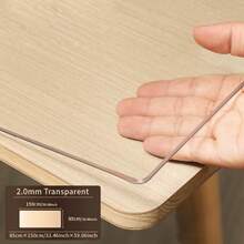 1pc PVC Heat-Resistant And Stain-Resistant Tablecloth, Suitable For Dining Table, Coffee Table, Office Desk, 2.0mm Thick Transparent Rectangular Table Cover - White - View 22