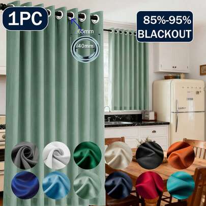 1pc/2pcs Curtain,Blackout Curtain, Heat Insulation, Opaque Curtain With Eyelets, Light Insulation, Anti-UV, Bedroom Home Living Room Interior Decoration,Thermal Insulated Blackout Curtain - Heavy Duty Light Blocking Grommet Drapes For Bedroom & Living Room, Window Treatment For Privacy And Temperature Control, Curtains For Living Room