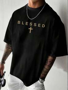 Zrgoth Men's Casual Versatile Minimalist Chest Graphic English Slogan Print Short Sleeve T-Shirt - Hồng - Xem 1