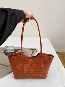 Large Capacity Handbag For Women, New Fashionable Versatile Commuter Shoulder Tote Bag - Brown - View 10