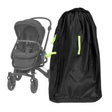 Bolsa de almacenamiento para coche de bebé de gran capacidad de tela Oxford 420D, que puede usarse como mochila o bolso de mano, con cubierta antipolvo y material resistente al agua. - Negro - Ver 1