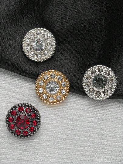 10pcs/Pack Round Metal Rhinestone Small Buttons, DIY Sewing Accessories For Sweater, Coat, Cardigan, Jacket, Shirt