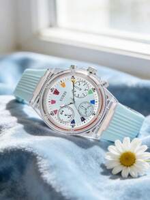 GUESS Athena 女士透明蓝色树脂多功能石英表 GW0438L8 - 藍色 - 查看 2