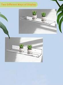 1pc Acrylic Wall Mounted Storage Rack Set, White, 11.8 Inches, Self-Adhesive Wall Organizer Shelf, Suitable For Bathroom, Kitchen, Bedroom, Office, Game Room And More, No Damage To Wall, No Drilling Required. - Clear - View 8