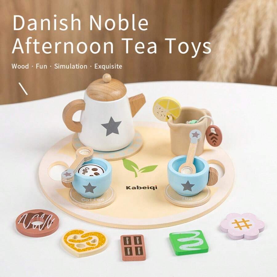 1 Set de Juego de Té de la Tarde con Macarons de Colores Redondeados para Niños, Juguete de Cocina Interactivo Padre-Hijo para Juego de Roles, Regalo para Fiestas