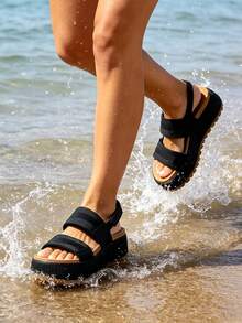 New Platform Water Sandals For Women Comfortable Chunky Wedge Open Toe Shoes Summer Walking Beach Vacation Waterproof Sandals - Black Brown - View 9