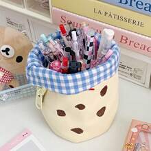 Aesthetic Vertical Folding Pencil Case, Cute Cookie Shaped Pencil Pouch, Creative Student Stationery Storage Bag, Easter Gift - Multicolor - View 12