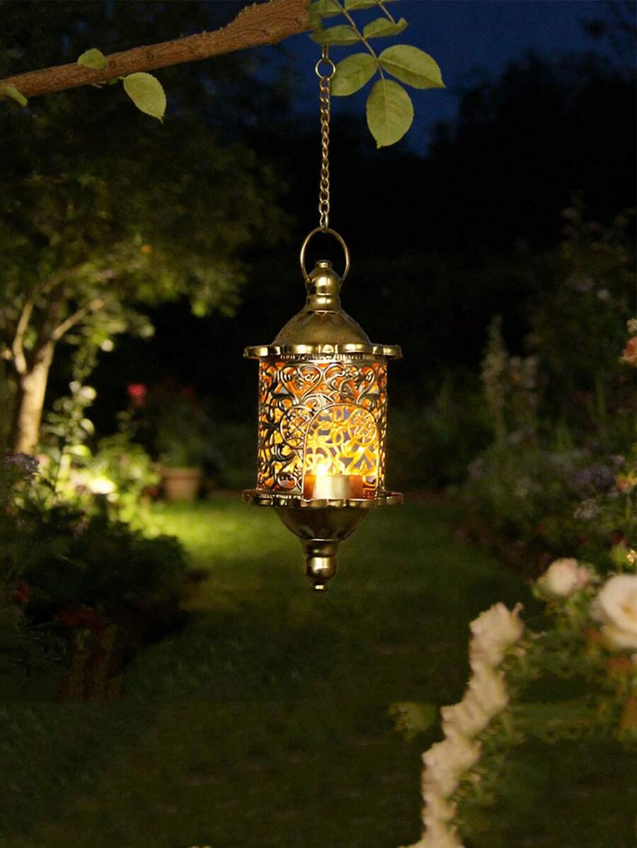 Bộ đèn nến treo bằng kim loại rỗng kiểu Ma-rốc (không bao gồm nến), bộ đèn nến trang trí tạo không khí ấm cúng, thích hợp cho Halloween, Ngày lễ tình nhân, Lễ Tạ ơn, Giáng sinh, trang trí bàn ăn, trang trí nhà bếp - Phong cách cổ điển, dễ lắp đặt. - chân nến - Xem 1