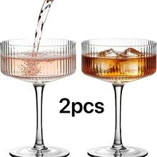 12/6/3/1 Juego de Copas de Martini de Acrílico, Copas de Champán de Plástico Irrompible de 10 oz, Copas Coupe de Doble Pared Rígidas Acanaladas, Copas de Cóctel, Copas Manhattan, Adecuadas para Bodas, Fiestas de Cumpleaños, Bar - transparente - Ver 12