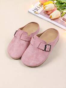 A Pair Of Children's Closed-Toe Slippers, Slip-On Mules For Boys And Girls, Comfortable Flat Shoes Suitable For Both Indoor And Outdoor Use, Casual Shoes For All Seasons. - 粉色 - 查看 3