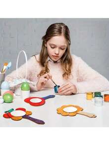 12pcs Wooden DIY Handheld Mini Mirror Set - Multicolor - View 5