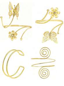 4pcs Women's Armband Decorations, Minimalist Style Arm Cuff Bracelets, Adjustable Coil Arm Bands - A0021T-15 - View 2