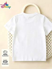 [Official Disney Frozen T-Shirt] Cute Short-Sleeved Cartoon Top For Girls, Featuring Elsa, Anna, And Olaf. Perfect For Summer Casual Wear. - trắng - Xem 3
