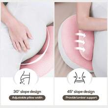 Gối bà bầu hình chữ U tiện dụng dành cho người nằm nghiêng – Gối toàn thân hỗ trợ thắt lưng và bụng – Ruột gối bằng polyester mềm mại giúp giảm đau lưng và tạo sự thoải mái trong thời kỳ mang thai – Họa tiết hồng và xanh lá cây - màu hồng - Xem 2