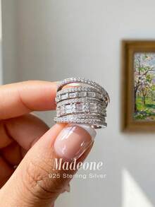 MADEONE 1枚925纯银复古线条缠绕戒指，男女皆宜，适合日常佩戴和派对配饰，高品质珠宝礼品 - 精美多層設計戒指 - 查看 2