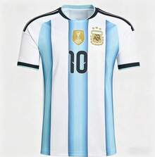 Argentina National Team 3-Star Home Soccer Jersey #10 - Màu xanh nhạt - Xem 2