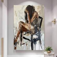 Enmarcado 1   en lienzo plano 2D, arte abstracto para pared en tonos cálidos con una figura desnuda moderna, ideal para sala de estar, dormitorio, oficina o cafetería, plano en 2D, perfecto para la decoración de habitaciones. - Enmarcado - Ver 1