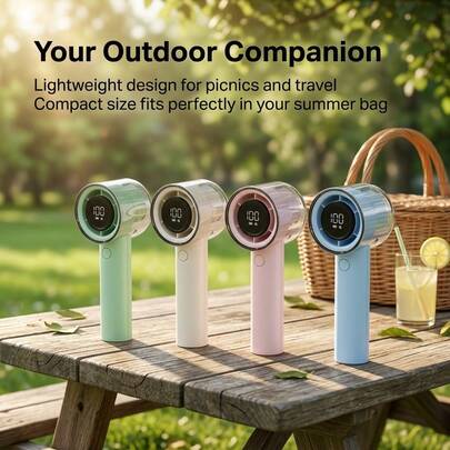 PHILIPS ACR3242 Handheld Fan, Portable Mini Fan, Outdoor Picnic Fan, USB Rechargeable, LED Power Display, 100 Speed Settings, Ultra-High Speed, High Wind Power