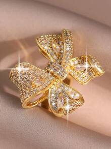 1 chiếc nhẫn 3D nơ lớn sang trọng, đính đá Cubic Zirconia toàn phần, kiểu dáng lãng mạn, quý phái, thích hợp làm quà tặng đính hôn/đám cưới, quà tặng bạn bè, phụ kiện thời trang cho các buổi họp mặt. - Cây cung - Xem 9
