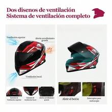 DOT Certified Helmet, With Flip-Up And Foldable Visor - Black - View 5