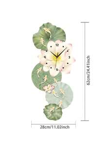 1pc Nine Fish Lotus Flower Silent Wall Clock, Creative Art Home Decor, Battery Powered Assembly Type, Suitable For Various Scenes Decoration And Gift - 1PC - View 6