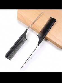 1 Buah Sisir Ekor Tikus Serat Karbon, Sisir Ekor Pintail Stainless Steel, Sisir Pemisah Rambut Tahan Panas untuk Mewarnai, Menyorot, dan Membagi Rambut, Alat Tata Rambut Profesional untuk Tukang Cukur, Perlengkapan Perjalanan Penting untuk Wanita dan Anak Perempuan Semua Jenis Rambut - / - View 3