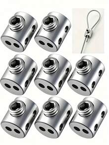 5个/8个/10个装钢丝绳锁扣，采用耐用金属材质，旨在防止盗窃。这些配件非常适合露营，并配有时尚的双孔夹，可用于固定晾衣绳和储物柜。 - A - 查看 1