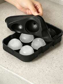 1Pc Lid Silicone Ice Mold Tray, Makes 4/6 Round Spherical & Square Ice Balls, Reusable DIY Ice Maker For Whiskey, Cocktails & Homemade Beverages, Keep Drinks Cold, Essential Summer Kitchen Accessory For Home Bar & Summer Parties - Multicolor - View 3