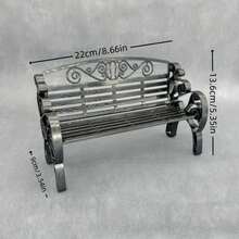 1pc Mini Park Bench Model | Black Plastic Material | Exquisite Rolled Edge Design | Suitable For Doll House And Fairy Garden Decor | No Power Required | Durable And Finely Crafted - Multicolor - View 11
