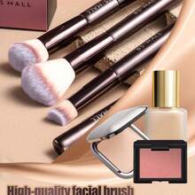 BS-MALL 7pcs Coffee Color Makeup Brush Set, Precise Application, Portable Touch-Up Tool Set, Foundation Brush, Blush Brush - Coffee Brown - View 6