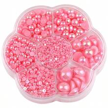 5000颗/盒 AB彩水钻，2mm-10mm混合尺寸，平底半圆形仿珍珠水晶，多色宝石，非热熔DMC珠宝珠，钻石3D图案设计配件，闪亮美甲贴纸装饰，适用于衣服、包包、鞋子、杯子、手机壳、工艺品、DIY装饰 - 彩色 - 查看 9