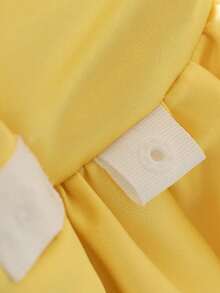 Đầm satin cho bé gái cổ vuông, nơ sau lưng, kiểu dáng dễ thương, phồng nhẹ, thích hợp cho tiệc sinh nhật 1 tuổi, không bao gồm băng đô cài tóc. - Màu vàng - Xem 11