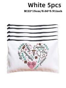 [Multiple Options] Nurse-Themed Colorful "NURSE" Letter And Medical Graphic (E.G. Stethoscope, Syringe) Decorated Cosmetic Storage Bag / "NURSING IS A WORK OF HEART" Heartwarming Slogan Print, White Canvas, Portable Multi-Function Toiletry Bag And Medical Supplies Storage Pouch Make Up Bag Cosmetic Bag Makeup Pouch Wash Bag Makeup Storage Durable Mothers Day Gift Holiday Essentials Mother Gifts - Multicolor - View 20