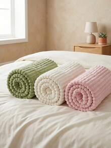 Luxury White Throw Blanket - Ultra Soft 3D Ribbed Jacquard Flannel Fleece - Lightweight Premium Plush Bed Blanket For Couch And Sofa, All-Season Warmth - 白色 - 查看 6