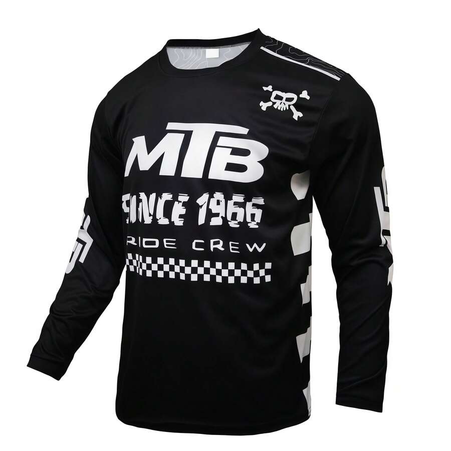 DONUTFOX 2026 New Mountain Bike Sports Long Sleeve Shirt, Racing Cycling Jersey For Mountain Biking, BMX, Long Sleeve T-Shirt Suitable For: Black
