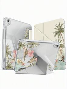 一款可爱的卡通椰子树、海龟和花卉图案双面亚克力透明水晶后盖，防震，适用于iPad 7、8、10代（10.2英寸），内置笔槽，支持睡眠/唤醒功能，是理想的礼物之选。 - 彩色 - 查看 5