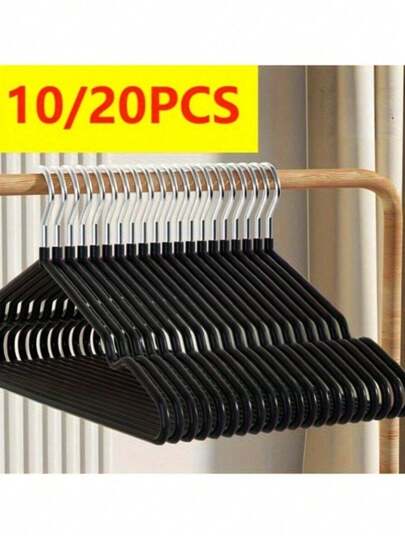30/20/10pcs Set, Non-Slip Thick Clothes Hangers (Size: 15.75x7.87 Inches), Black Non-Slip Thick Hangers, Bedroom & Storage Items, High-Quality Durable Bedroom & Wardrobe Storage Solution - Easy Hanging, Space-Saving Design, Ideal For Everyday Life