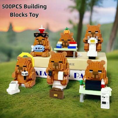15 bộ/500 mảnh ghép hình chuột lang nước ngộ nghĩnh, mô hình lắp ráp sáng tạo, vật trang trí bàn làm việc, quà sinh nhật/ngày lễ.