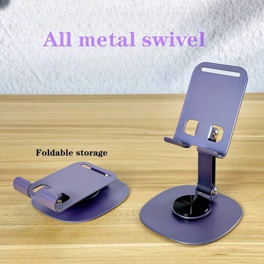360 Degree Rotatable Full Metal Mobile Phone Holder, Foldable Mechanical Tablet Desktop Stand, Universal Portable Folding Laptop/Tablet Support