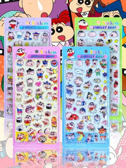 Hình dán 3D nổi hình bút chì màu Shin-Chan dễ thương, chống thấm nước, dùng để trang trí laptop, vali, bình nước, sổ tay, album ảnh, bộ văn phòng phẩm.