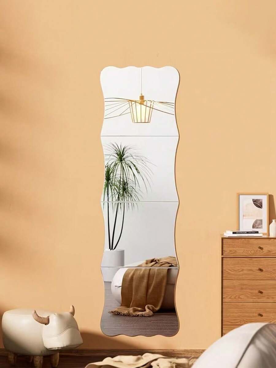 4/8 tấm gương acrylic lượn sóng dài, chống vỡ - Gương an toàn không khung, chống vỡ. Thích hợp cho phòng ngủ, lối vào, phòng tắm, ký túc xá, phòng tập thể dục và cửa không khung. Độ dày 1mm - Trang trí nhà cửa - gương hình sóng - Xem 1