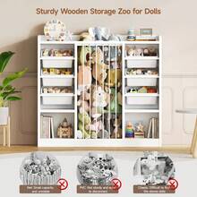 ONBRILL 3-In-1 Toy Storage Organizer With 6 Removable Bins, Kids Stuffed Animal Storage, Toy Box Cabinet With 2 Open Cubbies, Book Shelf For Kids Room Playroom Bedroom, White - White - View 9