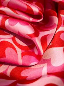 1 件装方形丝巾，女士缎面印花发带，时尚女士发巾，披肩，领巾，头巾 - 粉紅色愛心 - 查看 4