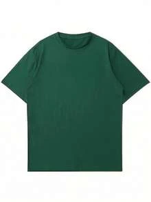 GRDR Men's Fashionable Minimalist Solid Color Crew Neck Short Sleeve T-Shirt, Suitable For Casual Daily Wear - Dark Green - View 4