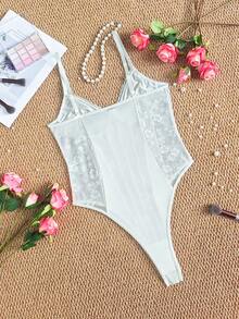 White Lace Belted Jumpsuit, Versatile Casual Beachwear - White - View 6