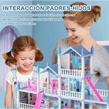 Juguetes para casas de muñecas Juguetes para la casa de las niñas Contiene e iluminación - Azul 14 Habitaciones+2 muñecas+Luz GTIN - Ver 8