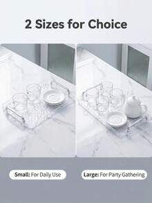 1pc Acrylic Wavy Tray With Silver Handle, Plastic Ripple Pattern Serving Tray For Coffee, Snacks, Home Decor - Clear - View 6